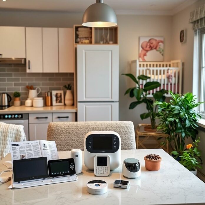 Collection of discounted home and tech gadgets from Amazon's Spring Sale displayed in a home setting.