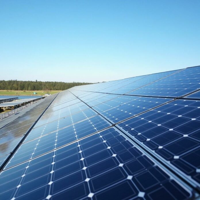 Panneaux solaires dans une centrale électrique