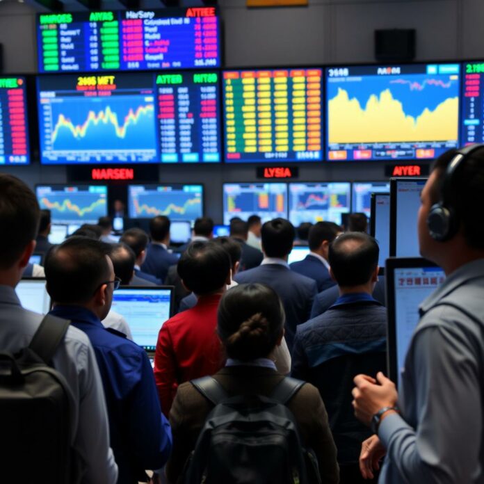 Traders surveillant les marchés asiatiques en hausse