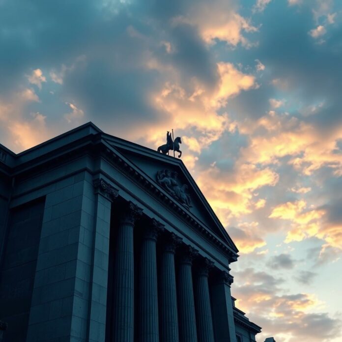 Siège de la Banque Centrale Européenne sous un ciel tumultueux