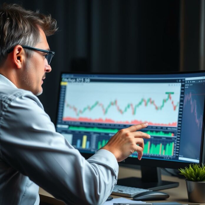 Expert en finance analysant la volatilité du marché