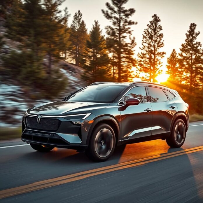 Lucid Gravity 2026 SUV électrique en conduite sur route de montagne