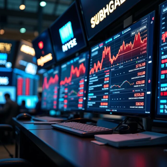 Wall Street trading floor during market volatility