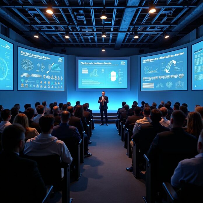 Conférence sur l'intelligence artificielle avec des professionnels en discussion