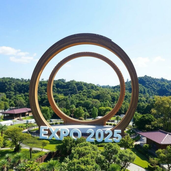 Grand Ring en bois de l'Expo 2025, symbole d'unité et de durabilité