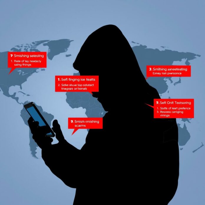Cybercriminel envoyant des messages de smishing