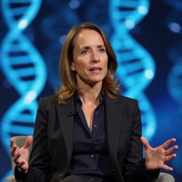 Anne Wojcicki discusses the future of 23andMe with DNA imagery