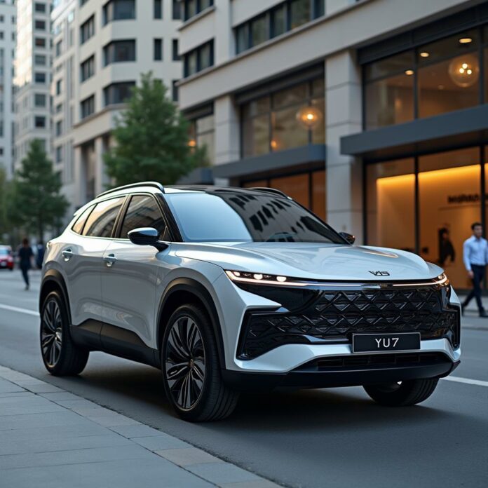 Xiaomi YU7 electric SUV in urban environment